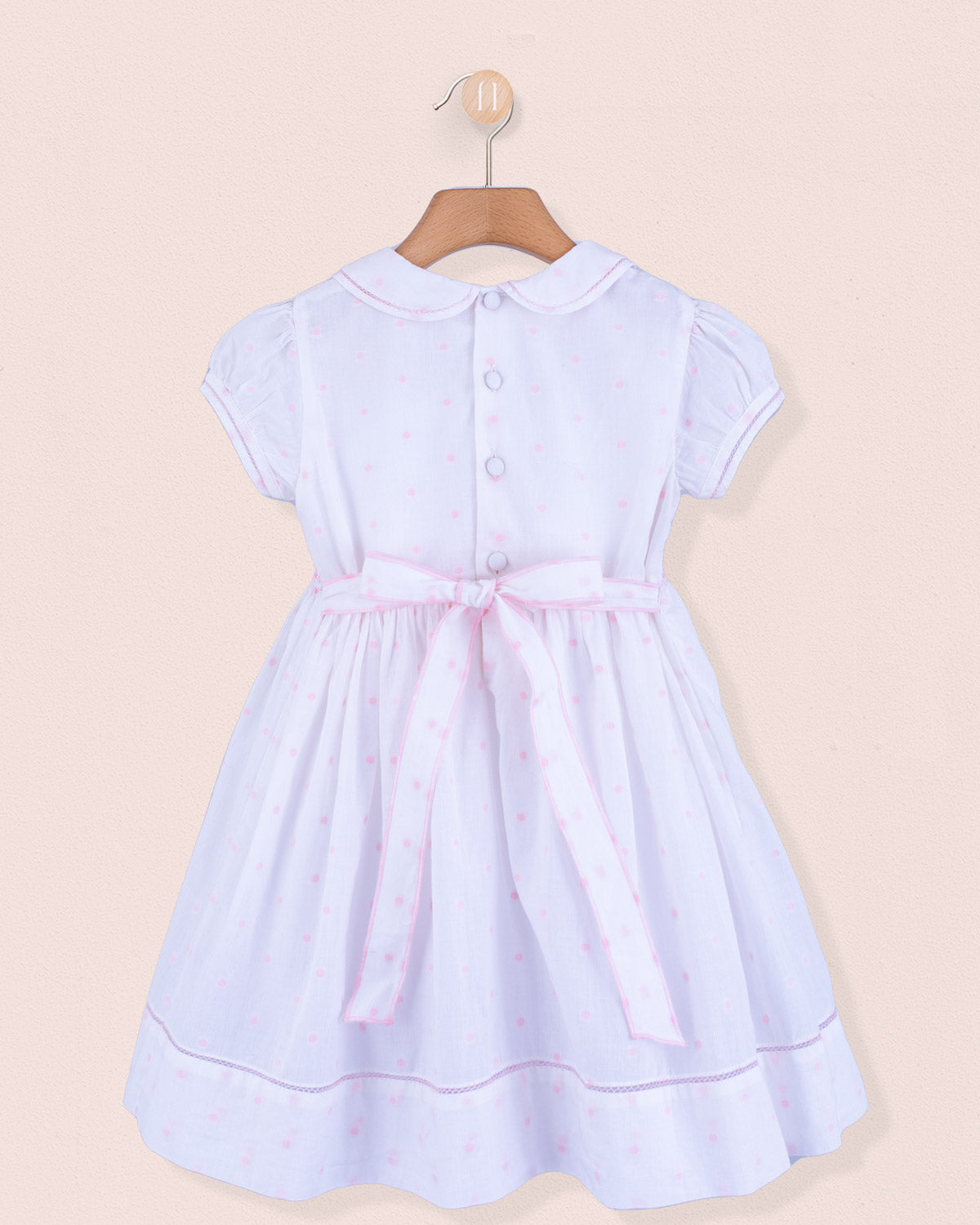 Emma French Pink Embroidered Smocked Dress